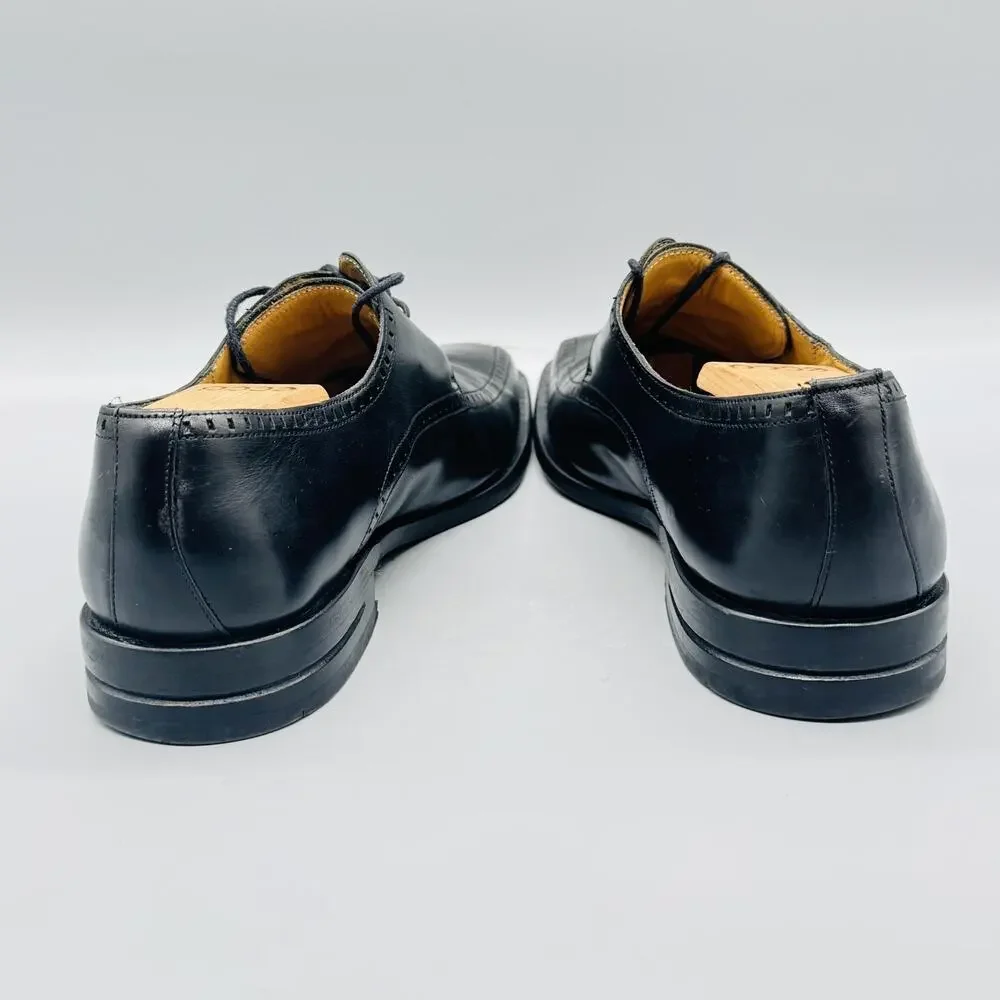Mezlan Shoes Mens 9.5 Black Leather Apron Toe Derby Oxford Lace Up Dress Classic